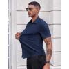 imageCOOFANDY Mens Casual Button Down Shirts Stretch Short Sleeve Business Dress Shirt with PocketNavy Blue