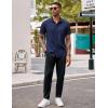 imageCOOFANDY Mens Casual Button Down Shirts Stretch Short Sleeve Business Dress Shirt with PocketNavy Blue