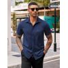 imageCOOFANDY Mens Casual Button Down Shirts Stretch Short Sleeve Business Dress Shirt with PocketNavy Blue