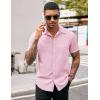 imageCOOFANDY Mens Casual Button Down Shirts Stretch Short Sleeve Business Dress Shirt with PocketPink