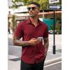 imageCOOFANDY Mens Casual Button Down Shirts Stretch Short Sleeve Business Dress Shirt with PocketWine Red