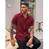 imageCOOFANDY Mens Casual Button Down Shirts Stretch Short Sleeve Business Dress Shirt with PocketWine Red