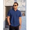 imageCOOFANDY Mens Casual Dress Shirt Short Sleeve Wrinkle Free Dress Shirt Business Casual ShirtsDeep Blue