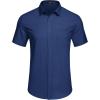 imageCOOFANDY Mens Casual Dress Shirt Short Sleeve Wrinkle Free Dress Shirt Business Casual ShirtsDeep Blue