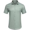 imageCOOFANDY Mens Casual Dress Shirt Short Sleeve Wrinkle Free Dress Shirt Business Casual ShirtsLight Green Print