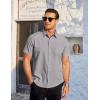 imageCOOFANDY Mens Casual Dress Shirt Short Sleeve Wrinkle Free Dress Shirt Business Casual ShirtsLight Grey