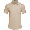 imageCOOFANDY Mens Casual Dress Shirt Short Sleeve Wrinkle Free Dress Shirt Business Casual ShirtsLight Khaki