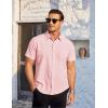 imageCOOFANDY Mens Casual Dress Shirt Short Sleeve Wrinkle Free Dress Shirt Business Casual ShirtsLight Pink