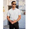 imageCOOFANDY Mens Casual Dress Shirt Short Sleeve Wrinkle Free Dress Shirt Business Casual ShirtsWhite Print