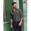 imageCOOFANDY Mens Dress Shirts Long Sleeve Casual Button Down Shirt Solid Regular Fit Formal Business ShirtsArmy Green