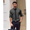 imageCOOFANDY Mens Dress Shirts Long Sleeve Casual Button Down Shirt Solid Regular Fit Formal Business ShirtsArmy Green
