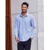 imageCOOFANDY Mens Dress Shirts Long Sleeve Casual Button Down Shirt Solid Regular Fit Formal Business ShirtsClear Blue