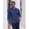 imageCOOFANDY Mens Dress Shirts Long Sleeve Casual Button Down Shirt Solid Regular Fit Formal Business ShirtsDark Blue