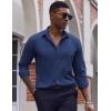 imageCOOFANDY Mens Dress Shirts Long Sleeve Casual Button Down Shirt Solid Regular Fit Formal Business ShirtsDark Blue