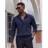 imageCOOFANDY Mens Dress Shirts Long Sleeve Casual Button Down Shirt Solid Regular Fit Formal Business ShirtsNavy Blue