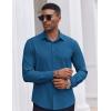 imageCOOFANDY Mens Dress Shirts Long Sleeve Casual Button Down Shirt Solid Regular Fit Formal Business ShirtsOcean Blue