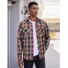imageCOOFANDY Mens Flannel Plaid Shirts Long Sleeve Casual Button Down Shirt with PocketsKhaki Red Plaid