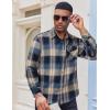 imageCOOFANDY Mens Flannel Shirts Long Sleeve Button Down Shirt Casual Plaid Shirts with PocketKhaki Blue Plaid