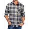 imageCOOFANDY Mens Flannel Shirts Long Sleeve Button Down Shirt Casual Plaid Shirts with PocketNavy White Plaid