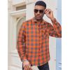 imageCOOFANDY Mens Flannel Shirts Long Sleeve Button Down Shirt Casual Plaid Shirts with PocketOrange Grey Plaid