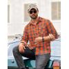 imageCOOFANDY Mens Flannel Shirts Long Sleeve Button Down Shirt Casual Plaid Shirts with PocketOrange Grey Plaid