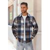 imageCOOFANDY Mens Flannel Shirts Long Sleeve Cotton Plaid Shirt Jacket Casual Button Down Shirt with PocketsBlue Plaid