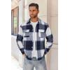 imageCOOFANDY Mens Flannel Shirts Long Sleeve Cotton Plaid Shirt Jacket Casual Button Down Shirt with PocketsBlue White