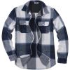 imageCOOFANDY Mens Flannel Shirts Long Sleeve Cotton Plaid Shirt Jacket Casual Button Down Shirt with PocketsBlue White
