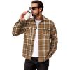 imageCOOFANDY Mens Flannel Shirts Long Sleeve Cotton Plaid Shirt Jacket Casual Button Down Shirt with PocketsBrown White