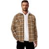 imageCOOFANDY Mens Flannel Shirts Long Sleeve Cotton Plaid Shirt Jacket Casual Button Down Shirt with PocketsBrown White