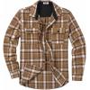 imageCOOFANDY Mens Flannel Shirts Long Sleeve Cotton Plaid Shirt Jacket Casual Button Down Shirt with PocketsBrown White