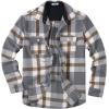 imageCOOFANDY Mens Flannel Shirts Long Sleeve Cotton Plaid Shirt Jacket Casual Button Down Shirt with PocketsGrey Brown