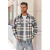 imageCOOFANDY Mens Flannel Shirts Long Sleeve Cotton Plaid Shirt Jacket Casual Button Down Shirt with PocketsGrey Brown
