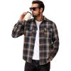 imageCOOFANDY Mens Flannel Shirts Long Sleeve Cotton Plaid Shirt Jacket Casual Button Down Shirt with PocketsNavy Blue Yellow