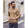 imageCOOFANDY Mens Fleece Crewneck Sweatshirt Cotton Long Sleeve Pullover Casual Thermal ShirtsKhaki