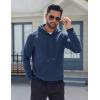 imageCOOFANDY Mens Fleece Hoodie Long Sleeve Hooded Sweatshirt Casual Basic Essential Drawstring Pullover Hoodie With PocketNavy