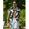 imageCOOFANDY Mens Hawaiian Shirt Short Sleeve Button Down Shirt Tropical Summer Beach ShirtLeafgreen  White