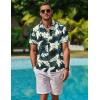 imageCOOFANDY Mens Hawaiian Shirt Short Sleeve Button Down Shirt Tropical Summer Beach ShirtLeafgreen  White