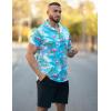 imageCOOFANDY Mens Hawaiian Shirt Short Sleeve Button Down Shirts Tropical Floral Summer Beach ShirtsSky Blue  Flamingo