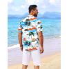 imageCOOFANDY Mens Hawaiian Shirt Short Sleeve Button Down Shirts Tropical Floral Summer Beach ShirtsWhite  Coconut Tree