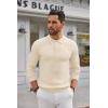 imageCOOFANDY Mens Knit Polo Shirts Long Sleeve Casual Button Down Ribbed Polo Shirt Fashion Golf ShirtsBeige