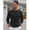 imageCOOFANDY Mens Knit Polo Shirts Long Sleeve Casual Button Down Ribbed Polo Shirt Fashion Golf ShirtsBlack  White Edge
