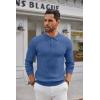 imageCOOFANDY Mens Knit Polo Shirts Long Sleeve Casual Button Down Ribbed Polo Shirt Fashion Golf ShirtsDenim Blue
