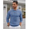imageCOOFANDY Mens Knit Polo Shirts Long Sleeve Casual Button Down Ribbed Polo Shirt Fashion Golf ShirtsLight Blue