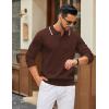imageCOOFANDY Mens Knit Polo Sweater Casual Long Sleeve Polo Sweater Lightweight Button Down Golf Pullover SweatersBrown