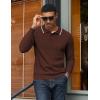 imageCOOFANDY Mens Knit Polo Sweater Casual Long Sleeve Polo Sweater Lightweight Button Down Golf Pullover SweatersBrown