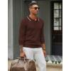 imageCOOFANDY Mens Knit Polo Sweater Casual Long Sleeve Polo Sweater Lightweight Button Down Golf Pullover SweatersBrown
