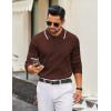 imageCOOFANDY Mens Knit Polo Sweater Casual Long Sleeve Polo Sweater Lightweight Button Down Golf Pullover SweatersBrown
