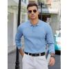 imageCOOFANDY Mens Knit Polo Sweater Long Sleeve Polos Lightweight Casual Dress Pullover SweatersLight Blue
