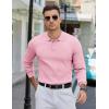 imageCOOFANDY Mens Knit Polo Sweater Long Sleeve Polos Lightweight Casual Dress Pullover SweatersPink